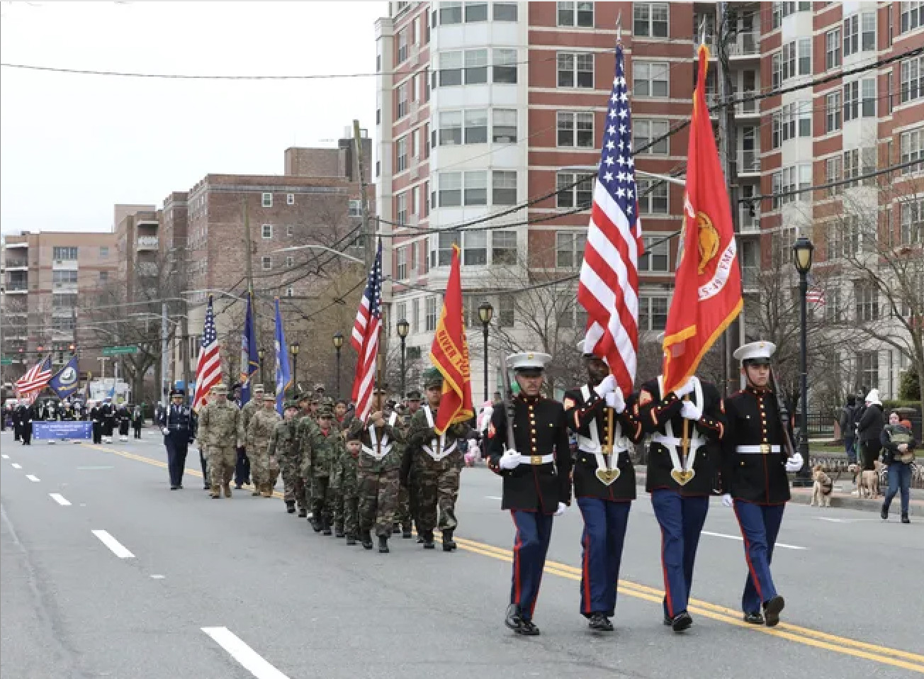 On Saturday March 9, despite the rainy weather, the River Towns Young Marines marched in the White Plains St Patrick's Day Parade.